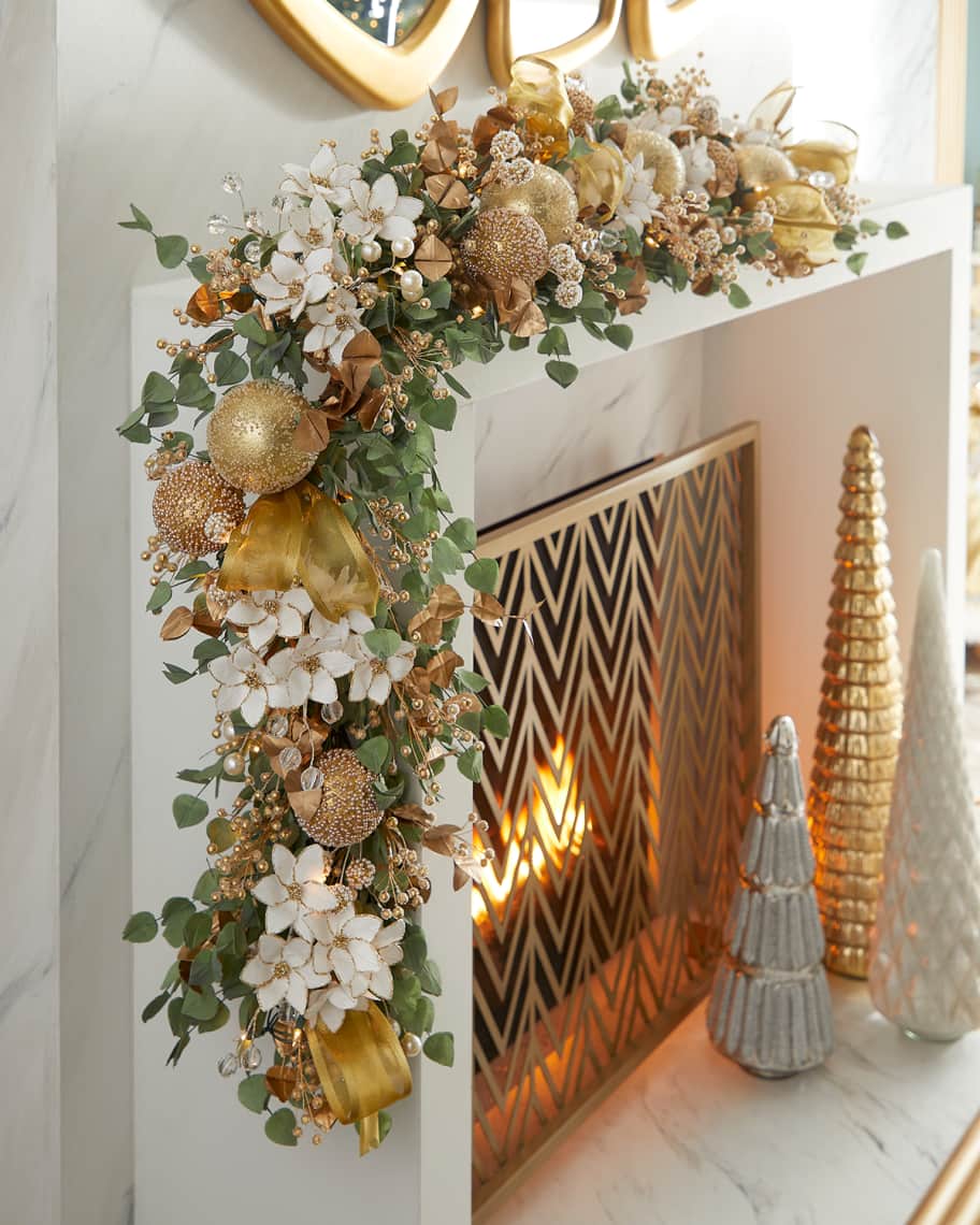 Image 1 of 1: Gold Christmas Pre-Lit Garland 6'