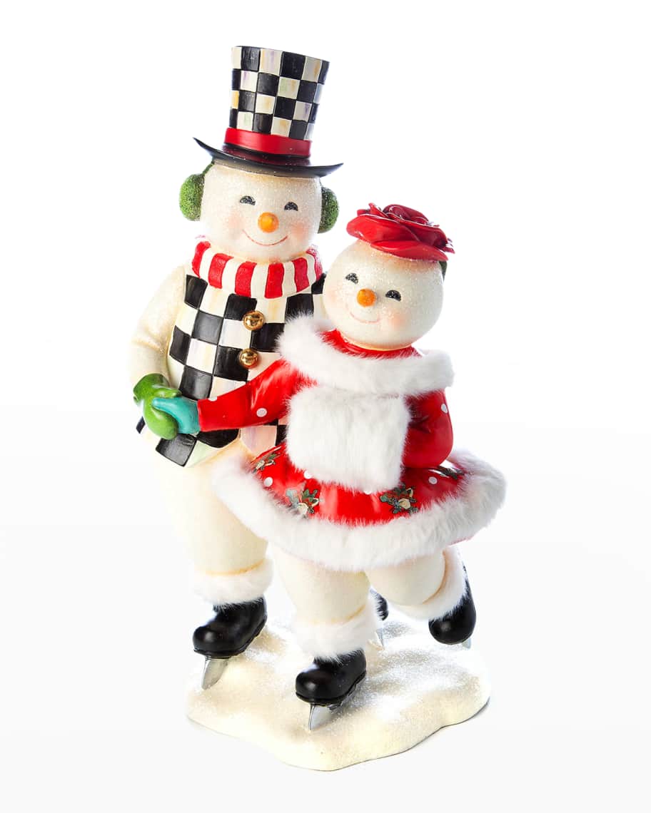 MacKenzieChilds Skating Snowman Couple Decorative Figurine