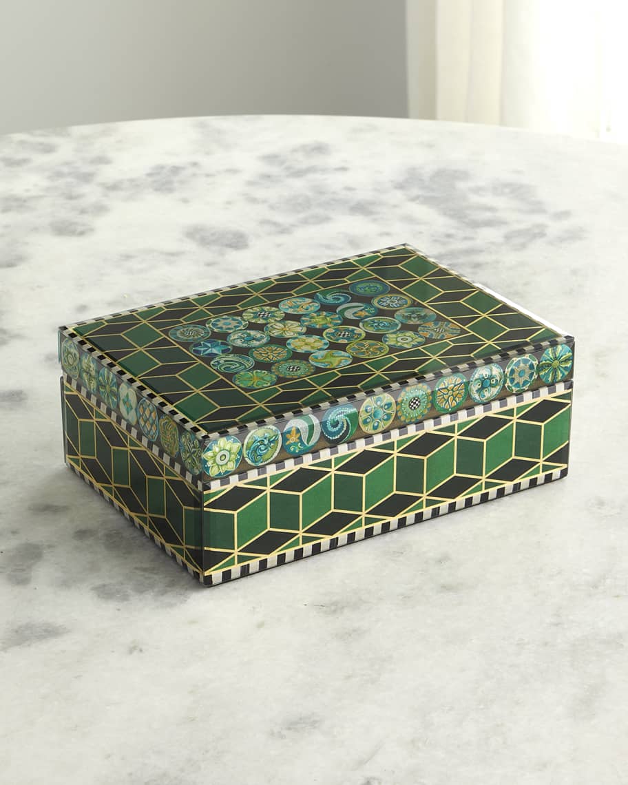 MacKenzieChilds Vintage Buttons Jewelry Box Large Horchow