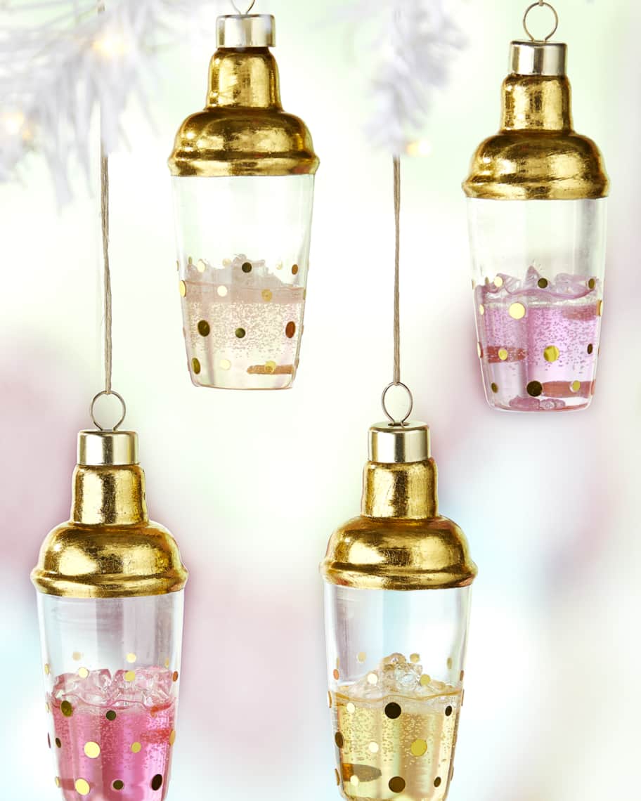 Glitterville Cocktail Shaker Ornaments, Set of 4
