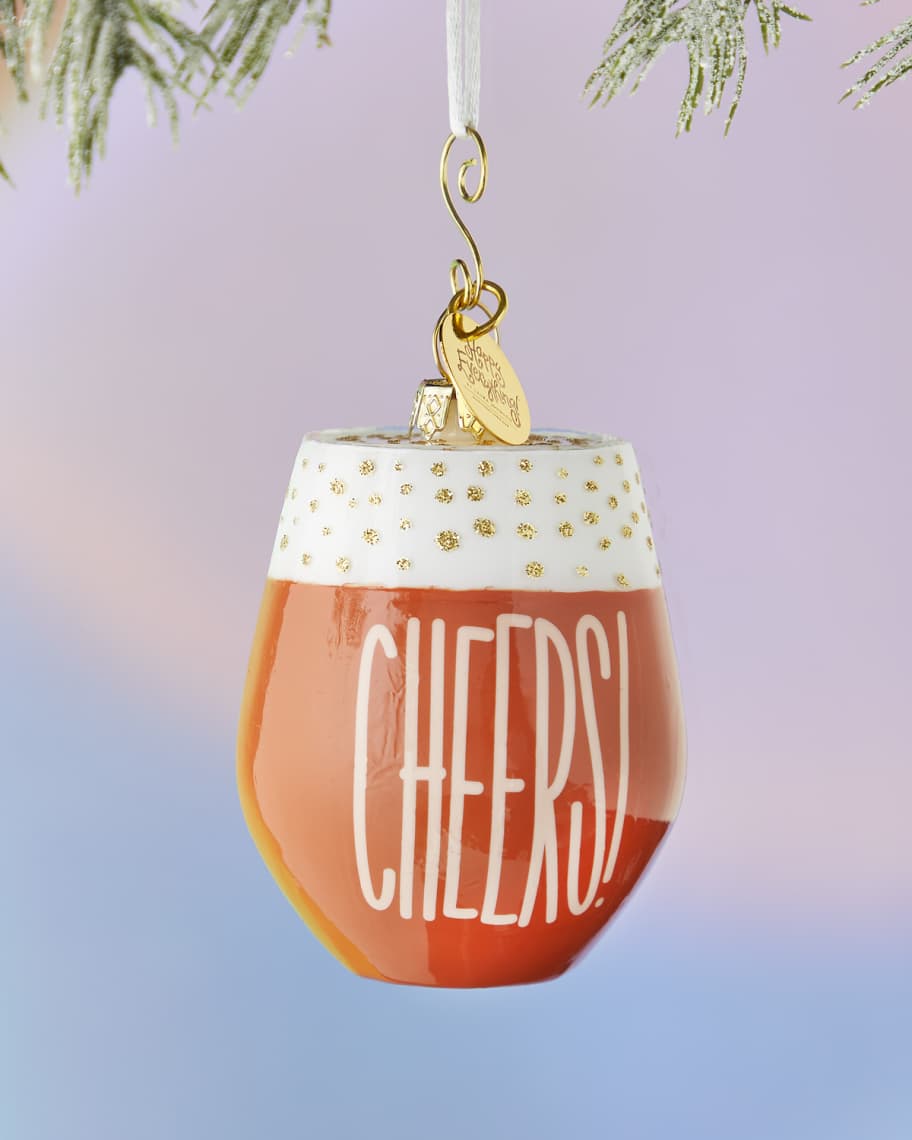 Happy Everything! by Laura Johnson Cheers Wine Glass Ornament Horchow