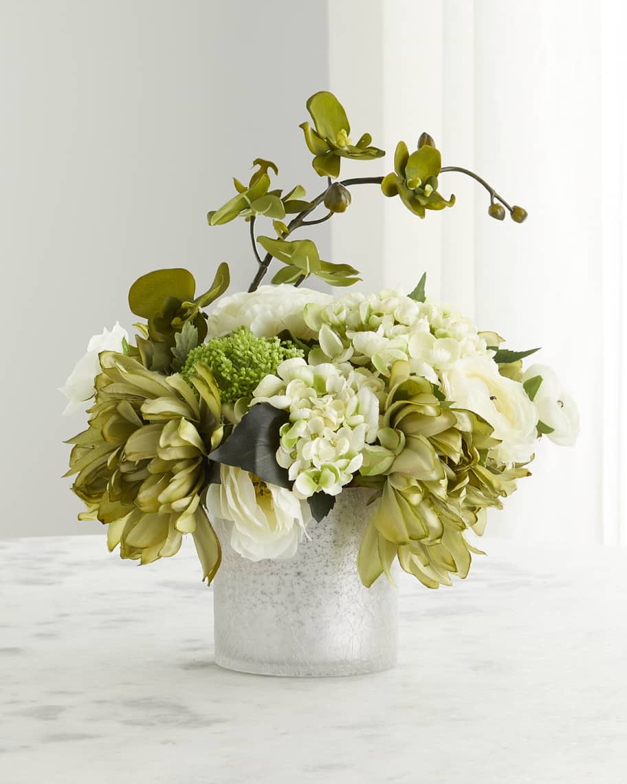 JohnRichard Collection White Orchid in Black Planter FauxFloral