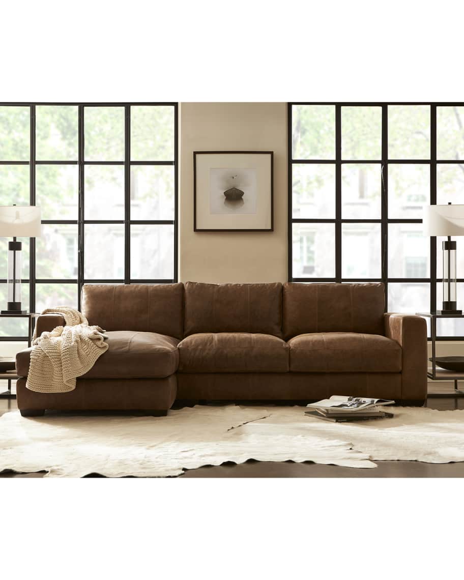 Bernhardt Dawkins Left Chaise Leather, Leather Sectional Left Chaise