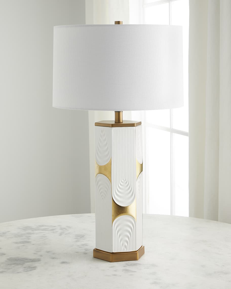 Couture Lamps White Gold Ceramic Table Lamp Horchow