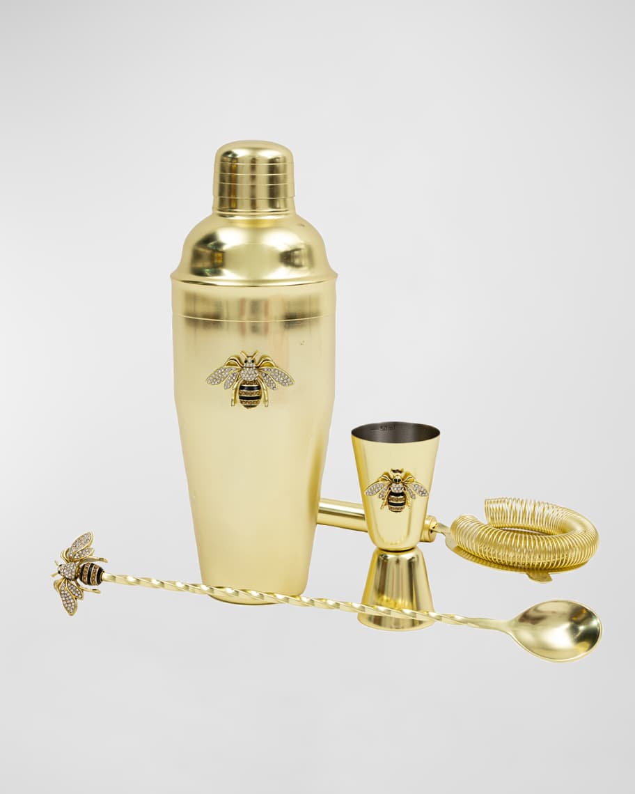Image 1 of 2: Stripey Bee Cocktail 4-Piece Set
