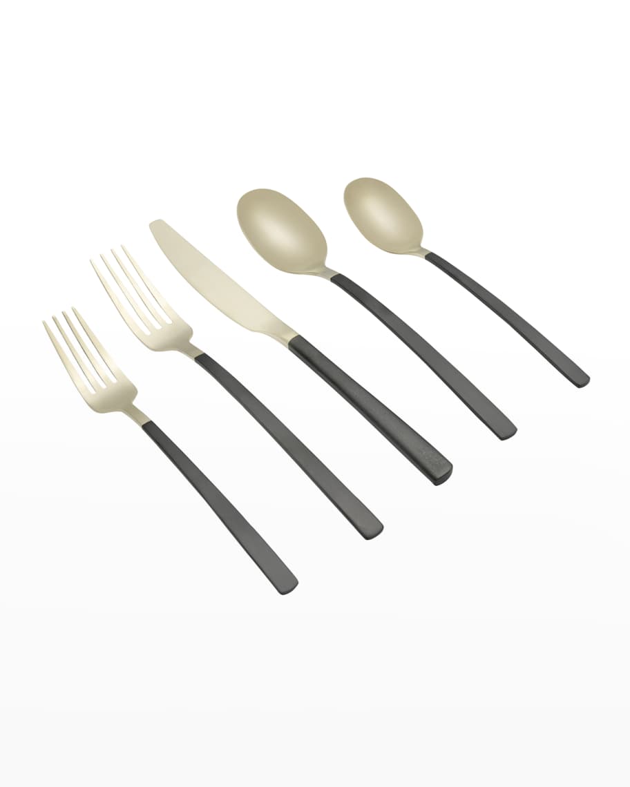 Lenox Beacon Black Champagne Satin 20Piece Flatware Set, Service for 4