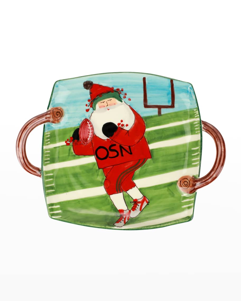 Image 1 of 1: Old St. Nick Football Handled Square Platter