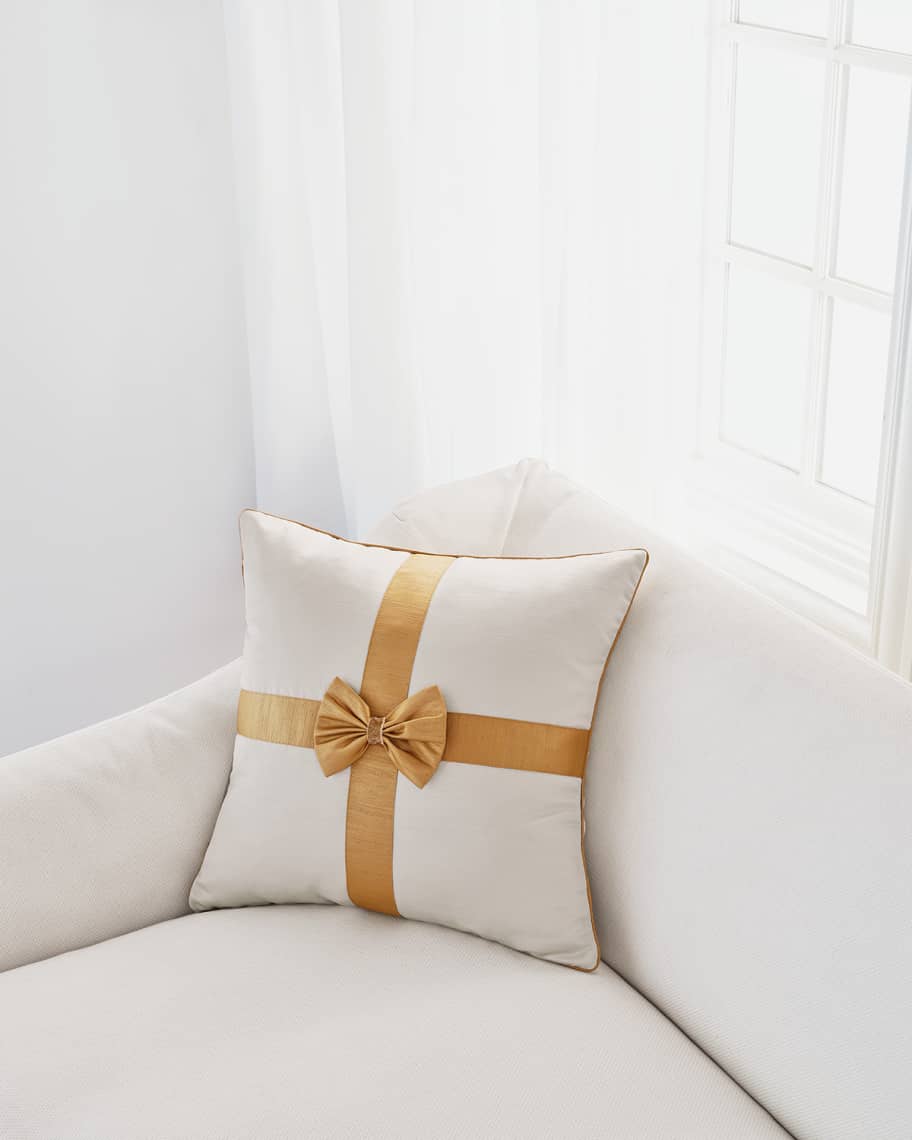 Gold bow pillow discount