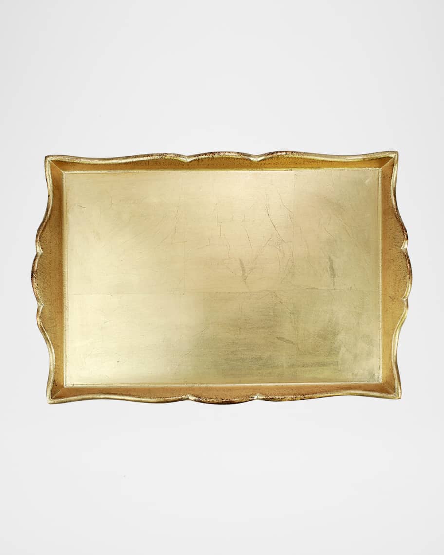 Image 1 of 2: Florentine Wooden Accessories Gold Handled Medium Rectangular Tray