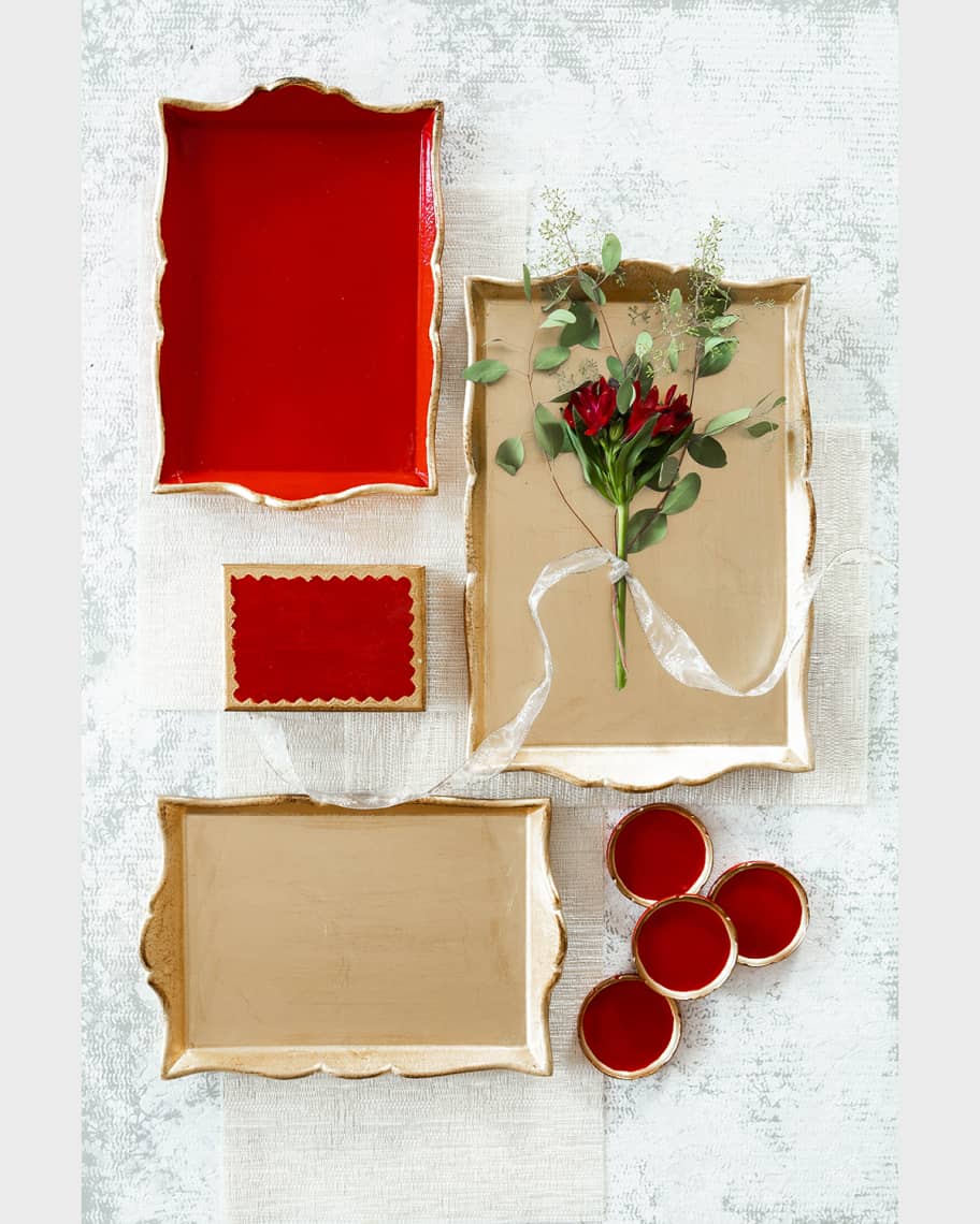Image 2 of 2: Florentine Wooden Accessories Gold Handled Medium Rectangular Tray