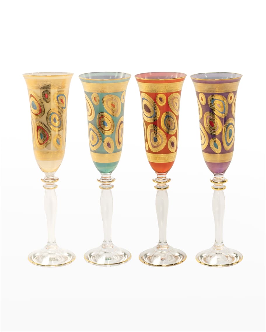 Lot De 8 Verres à Vin VIETRI Regalia - Verre Soufflé à La Bouche, Décor Peint Multicolore