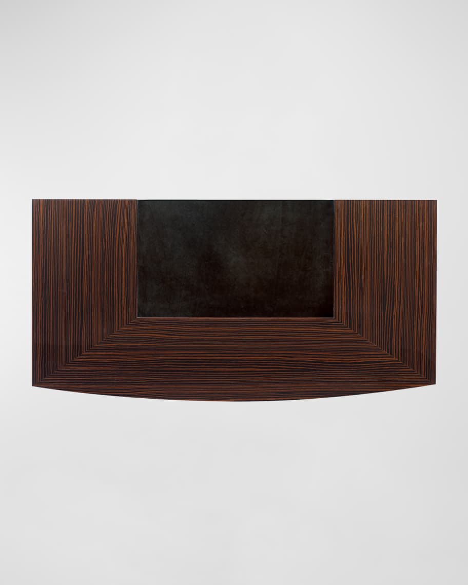 Image 3 of 5: Seven Drawer Desk With Black Leather Top 