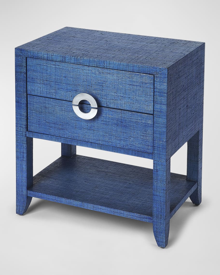 Image 2 of 5: Charlie Blue Raffia End Table