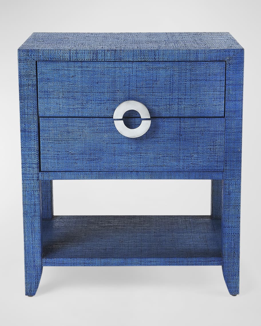 Image 3 of 5: Charlie Blue Raffia End Table