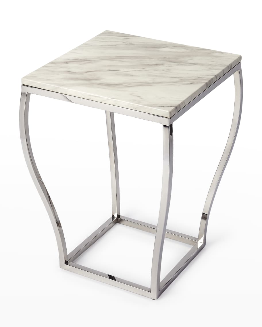 Image 2 of 4: Hanna Marble & Metal End Table