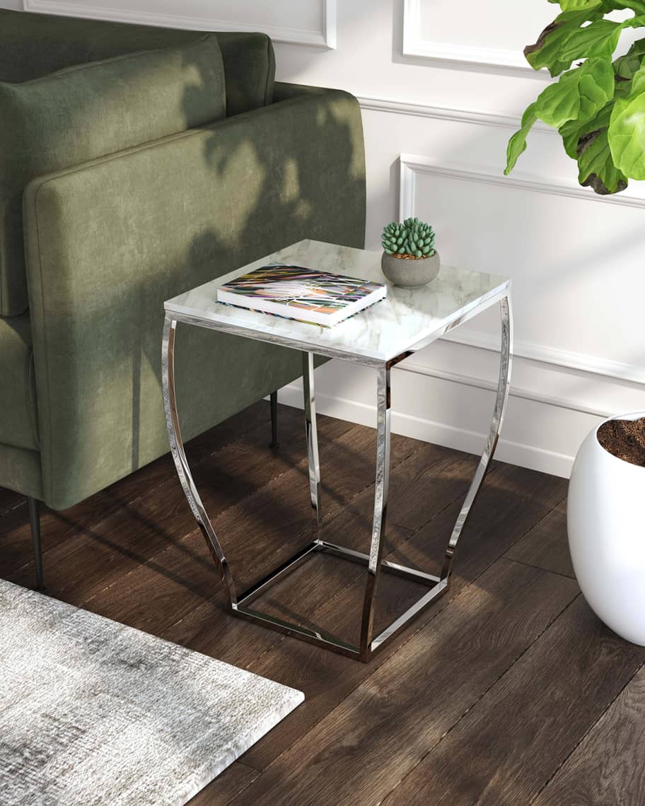 Image 1 of 4: Hanna Marble & Metal End Table