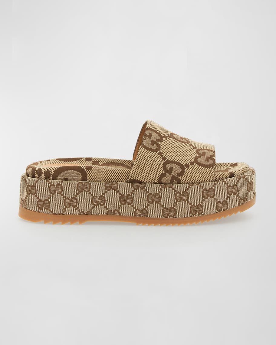 Gucci Angelina GG Canvas Flatform Slide Sandals Horchow