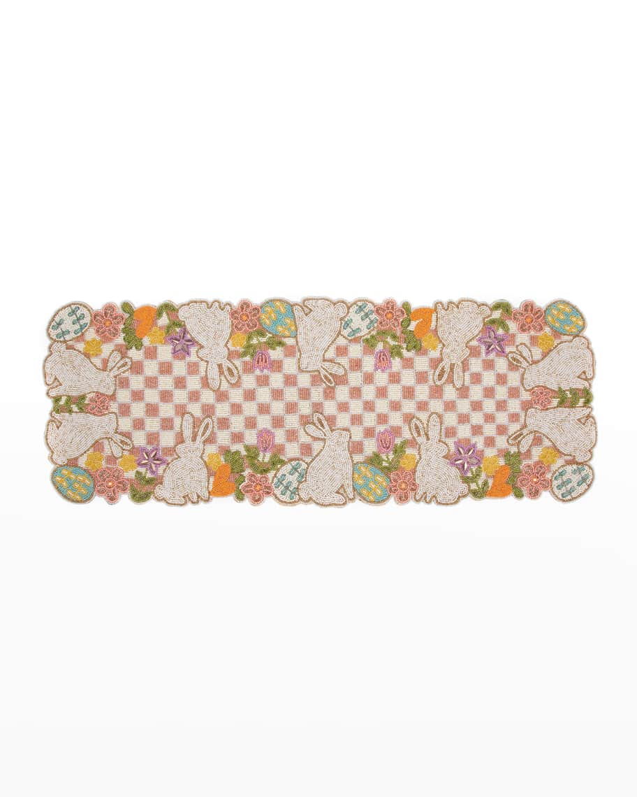 Image 1 of 1: Easter Rabbit Parade Beaded Table Runner