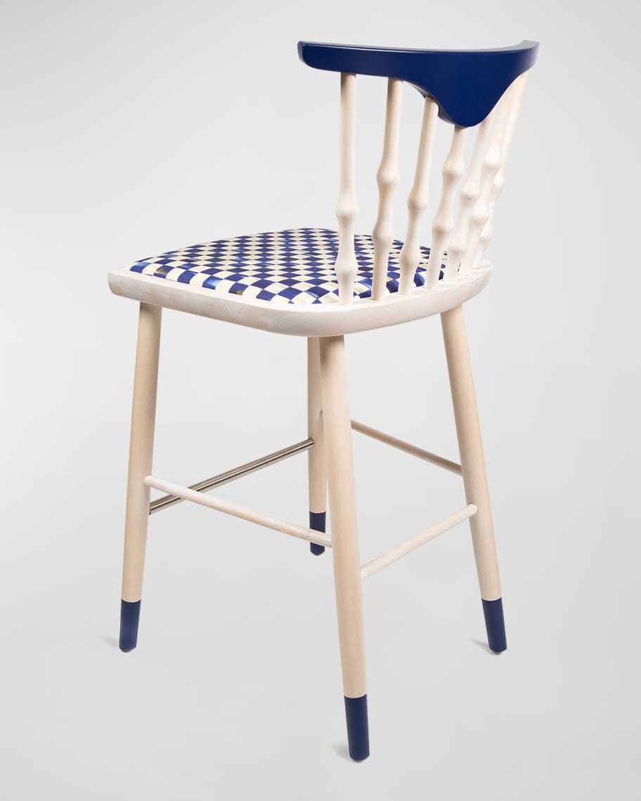 Image 2 of 2: Musical Chairs Royal Check Counter Stool, 38.5" 
