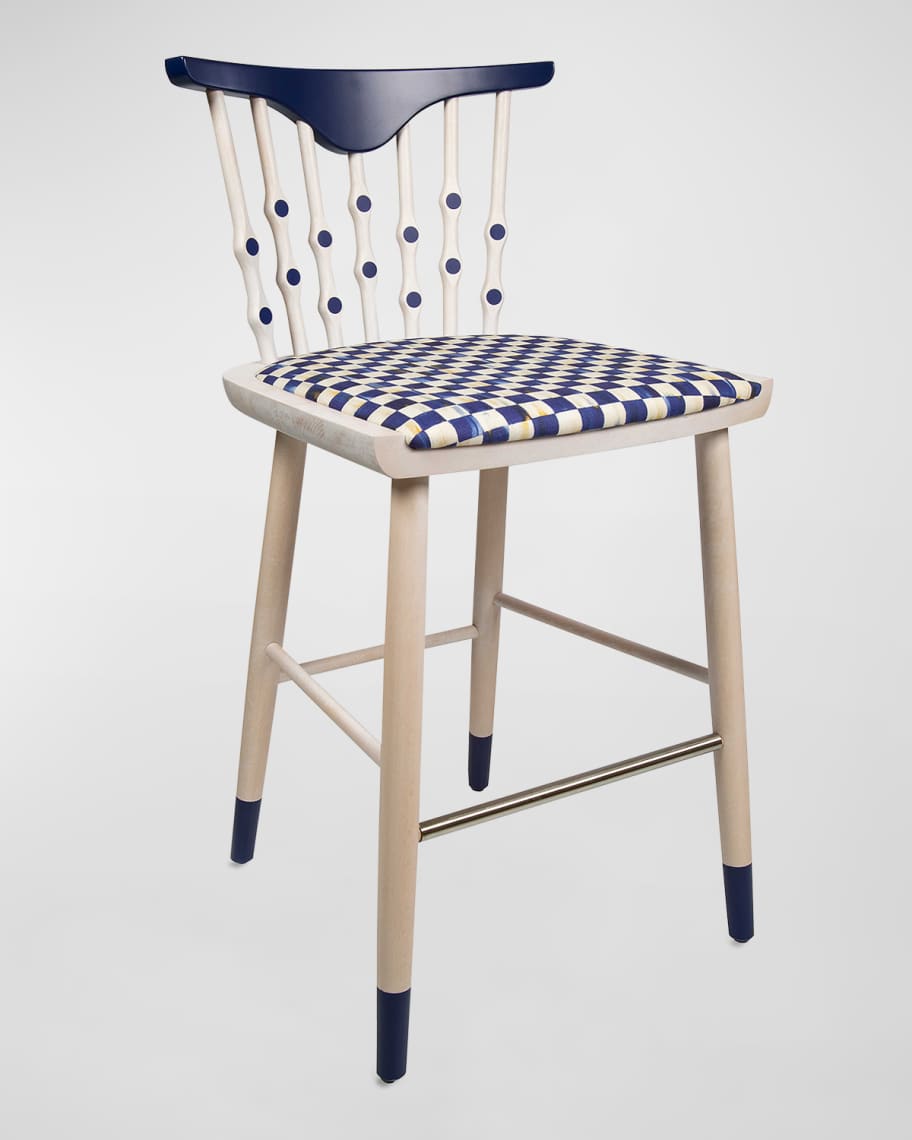Image 1 of 2: Musical Chairs Royal Check Counter Stool, 38.5" 