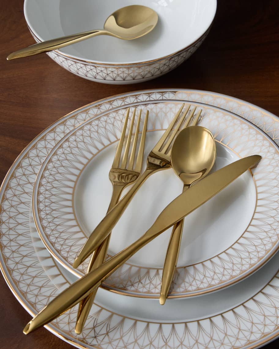Image 2 of 2: Milano Shiny Gold 20-Piece Flatware Set - 18/10
