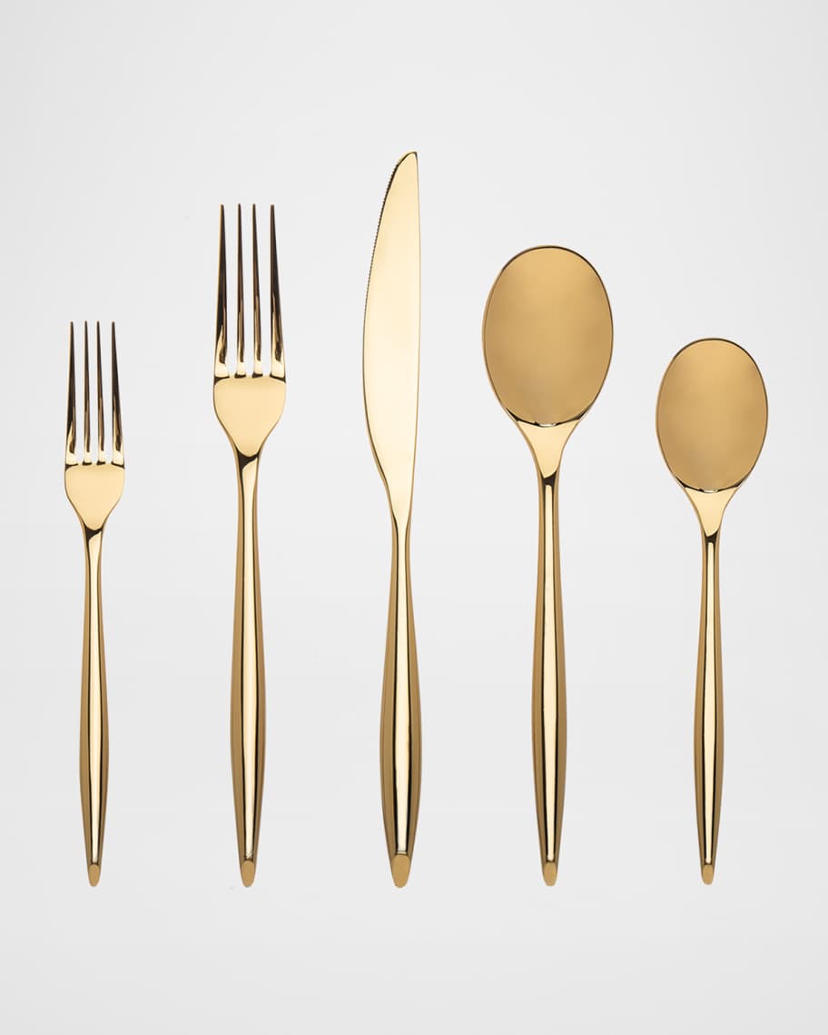 Image 1 of 2: Milano Shiny Gold 20-Piece Flatware Set - 18/10