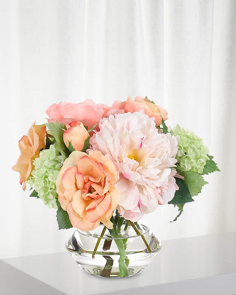 NDI Ranunculus Peony Faux-Floral Arrangement in Glass Vase NDI Ranunculus Peony Faux-Floral Arrangement in Glass Vase