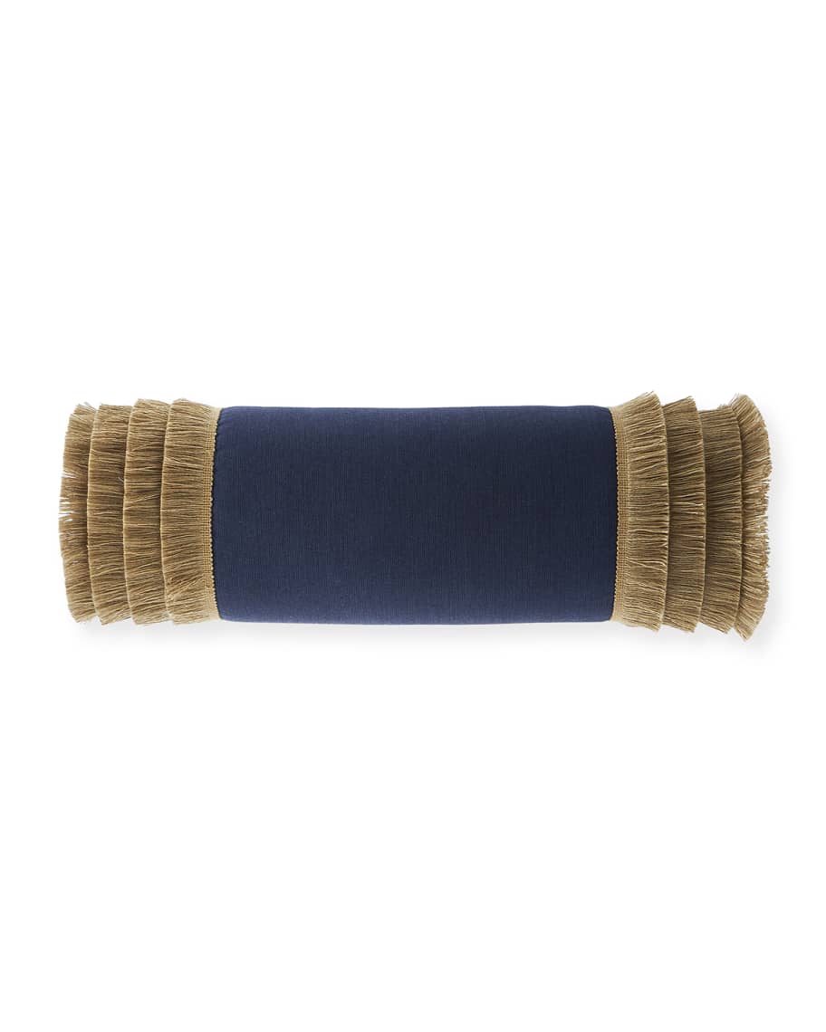 Image 1 of 1: Siesta Fringe Bolster Pillow In Indigo
