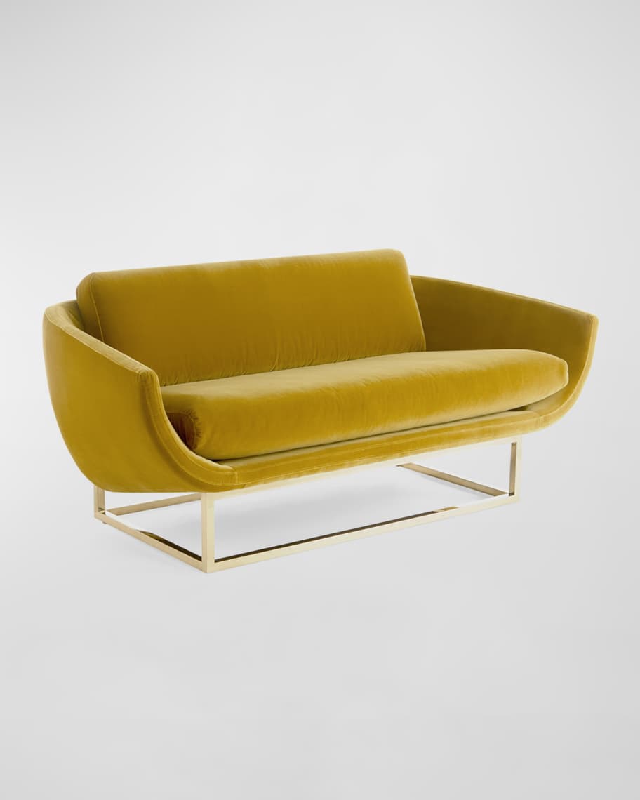 Image 2 of 2: Beaumont Velvet Settee - 64"