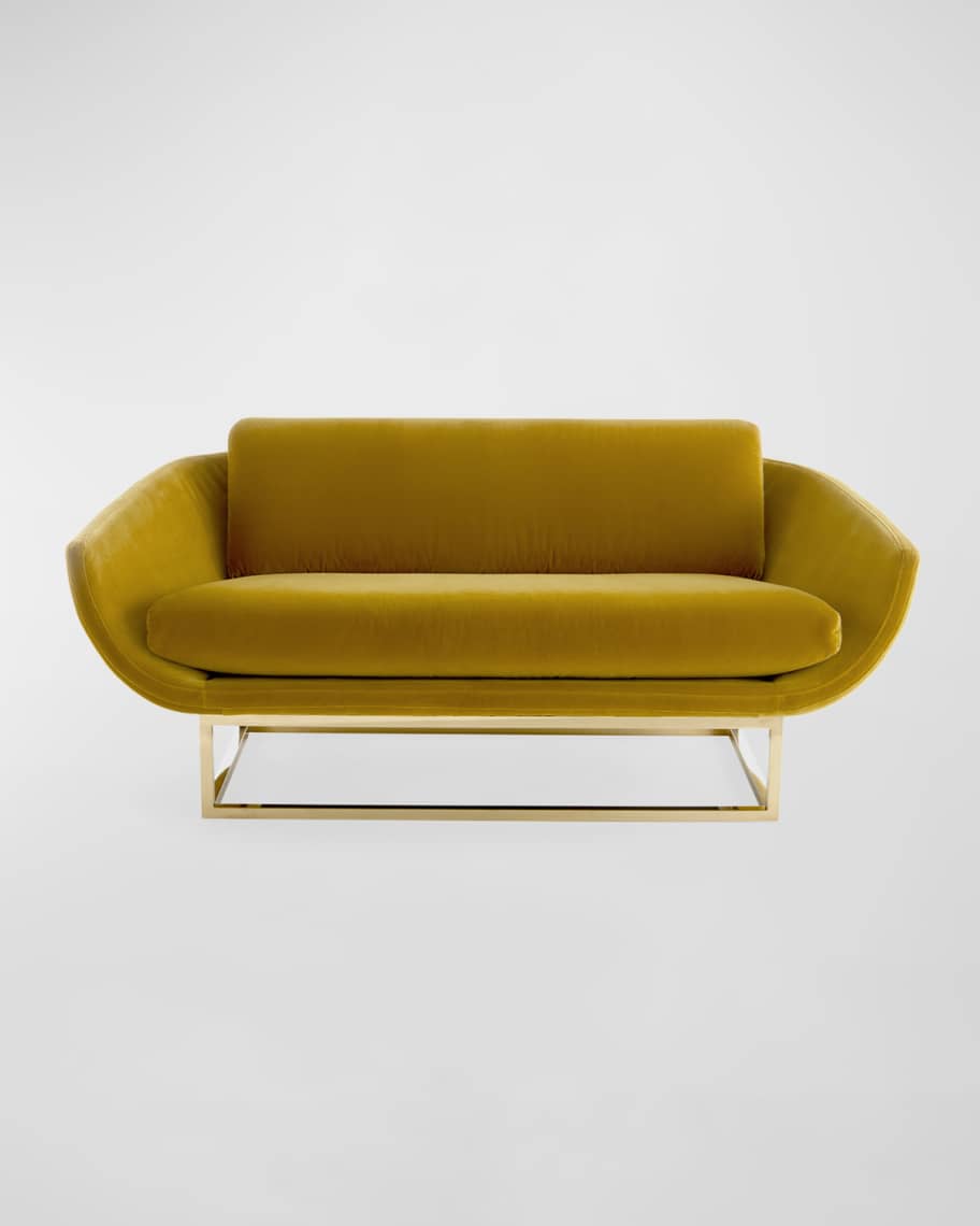 Image 1 of 2: Beaumont Velvet Settee - 64"