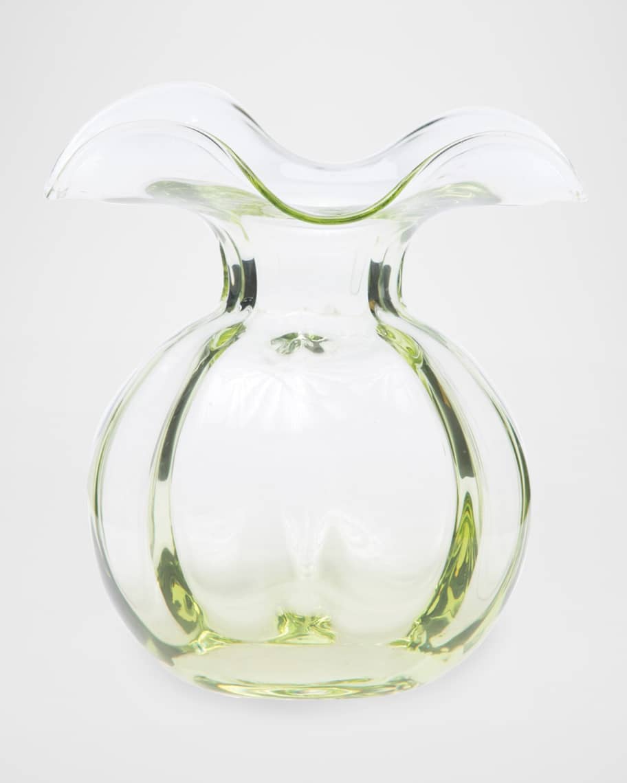 Image 1 of 1: Hibiscus Glass Green Medium Fluted Vase