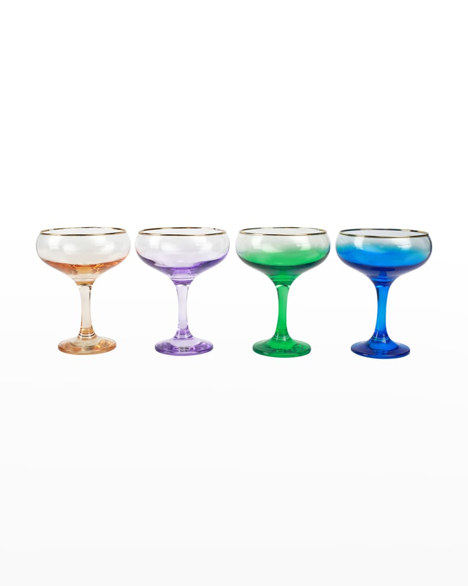 Vietri Rainbow Jewel Tone Assorted Champagne Flutes - Set of 4