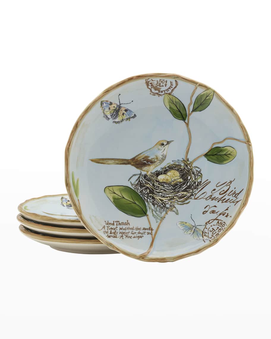Fitz Floyd Toulouse Bird Blue 4 Piece Accent Plate Set Horchow