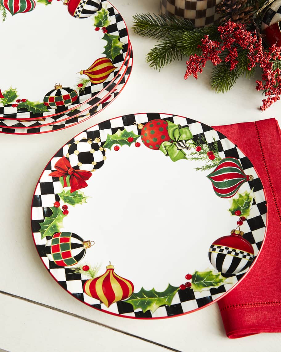MacKenzie Childs Deck The Halls Dinner Plates Set of 4 Horchow