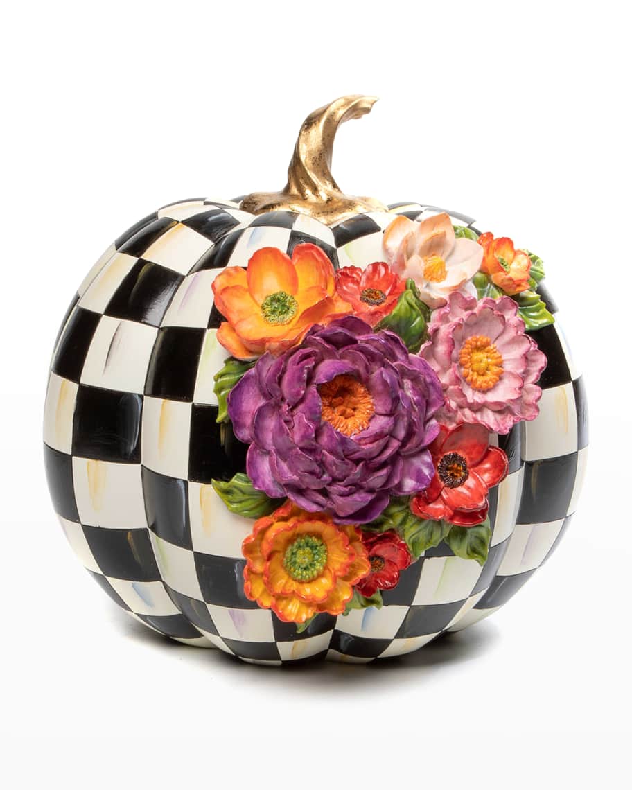 MacKenzieChilds Cascade Floral Checked Pumpkin Horchow