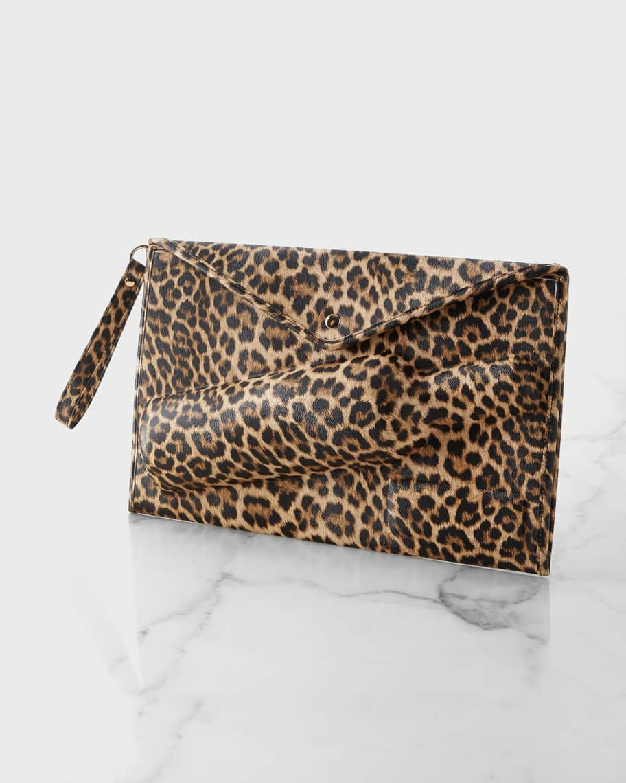 8 Oak Lane Leopard-Print Wine Clutch | Horchow