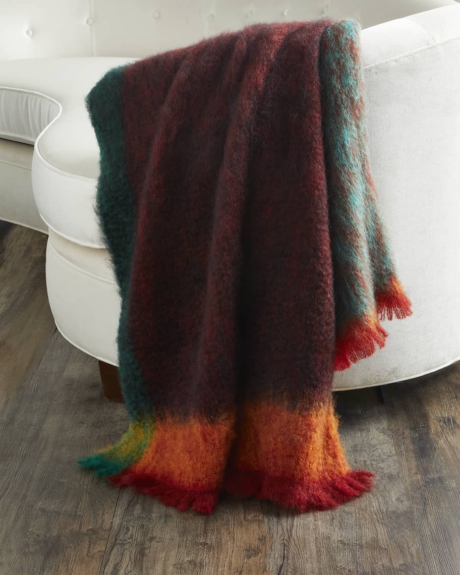 Image 1 of 3: Rozco Mohair-Blend Throw Blanket