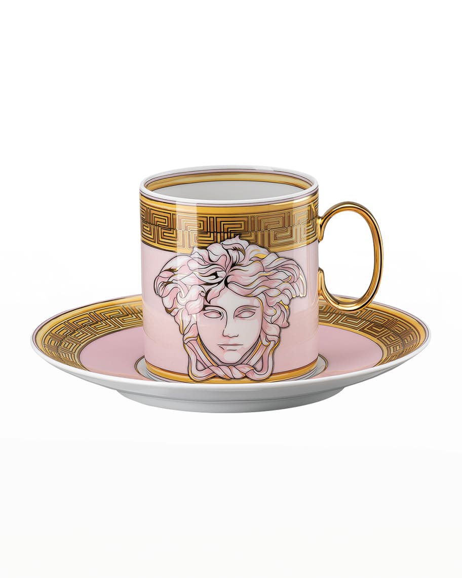 Image 1 of 1: Medusa Amplified Pink Coin Coffee Cup and Saucer 6 in