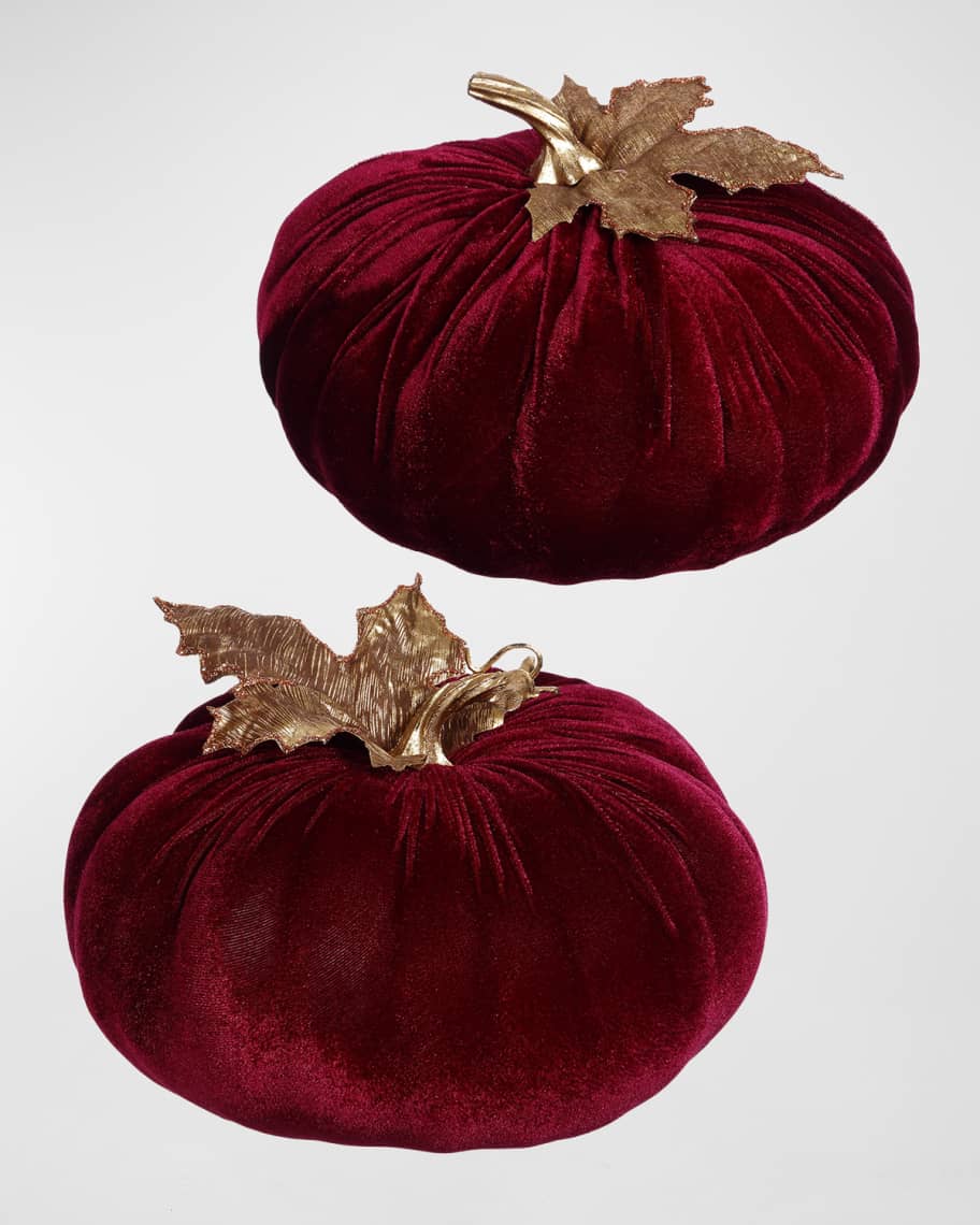 Image 1 of 1: 6" Velvet Pumpkins, Set of 2