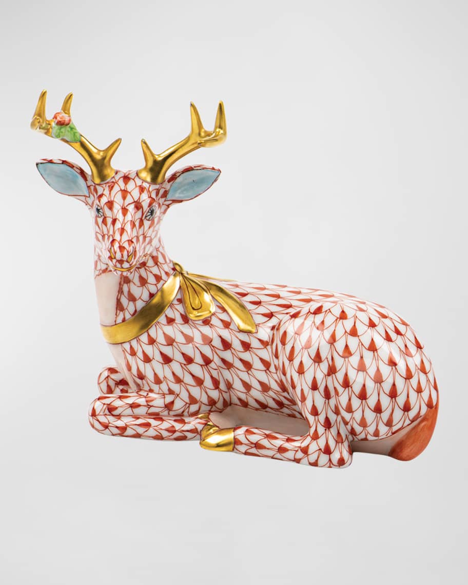 Image 1 of 1: Lying Christmas Deer Figurine