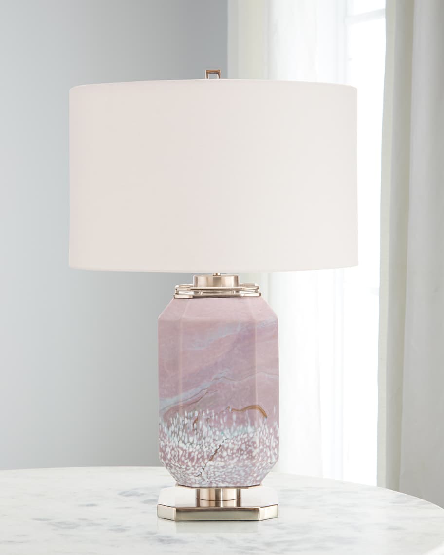 Image 3 of 3: Marbled Mauve Table Lamp 