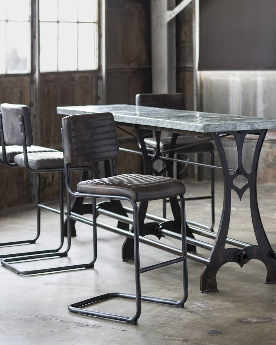 Image 2 of 3: Dylan Leather Bar Stool 30", Set of 2