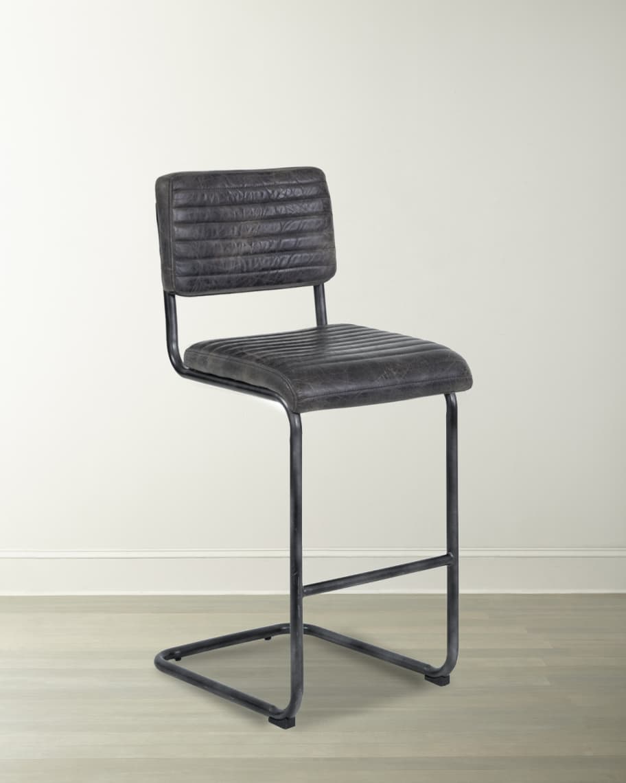 Image 1 of 3: Dylan Leather Bar Stool 30", Set of 2