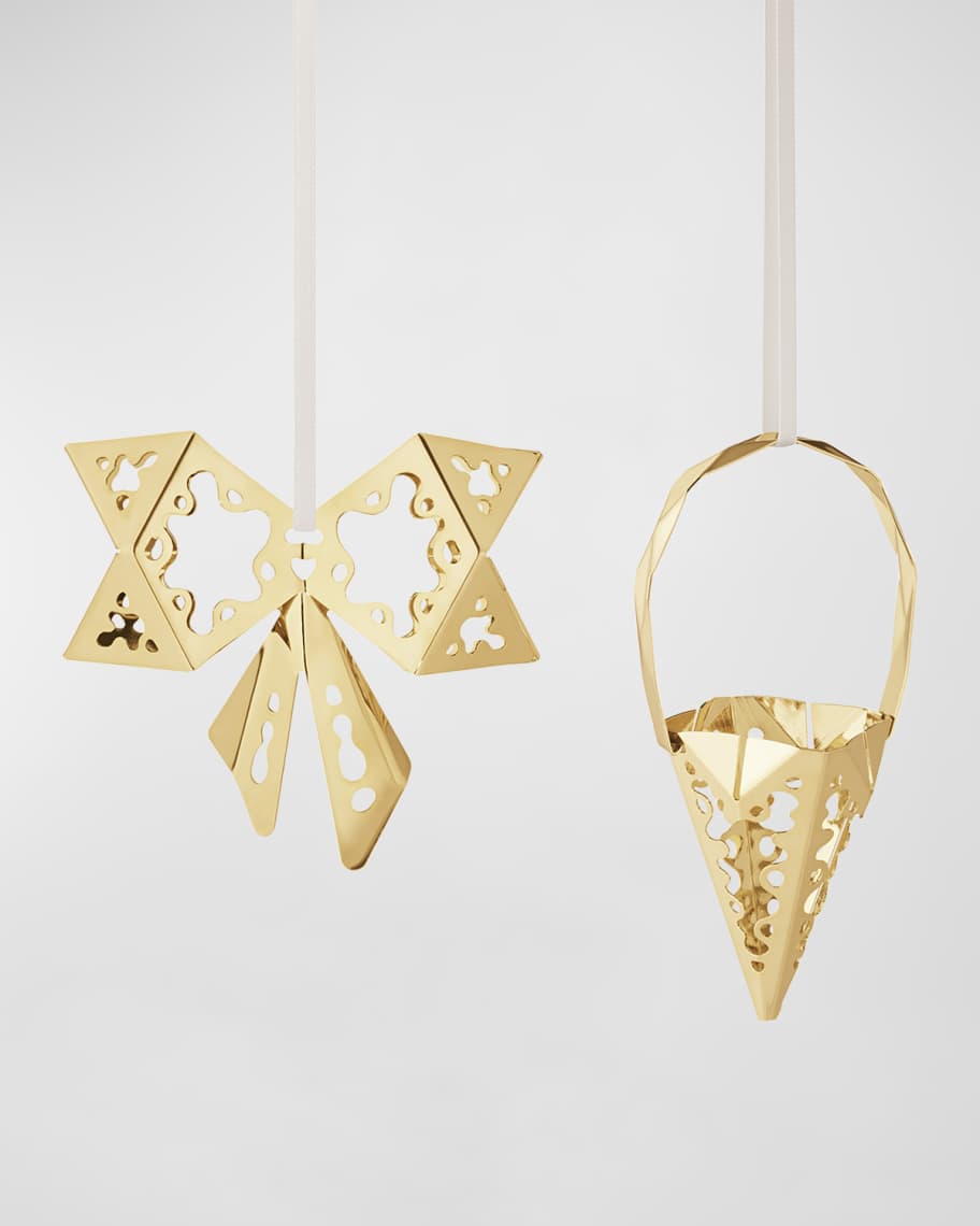 Jensen Gold Bow & Cone Christmas Ornament Set Horchow