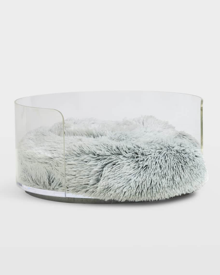 Image 2 of 4: Clear Round Pet Bed with Donut Cushion