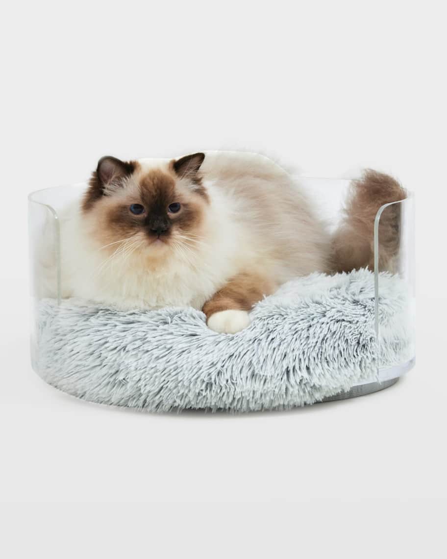 Image 1 of 4: Clear Round Pet Bed with Donut Cushion