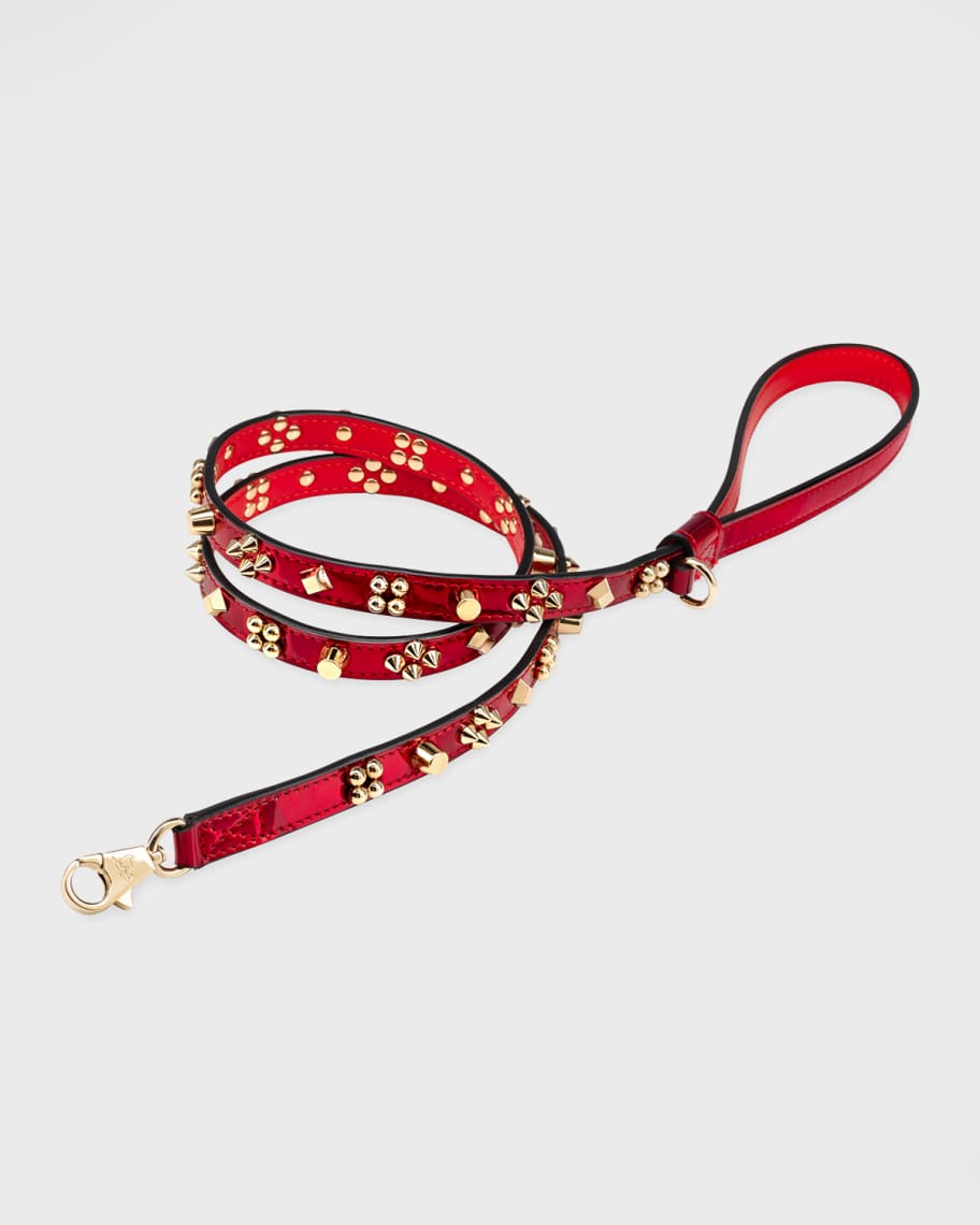 Image 2 of 3: Loubileash Psychic Patent Leather Dog Leash with Cara Spikes, Small