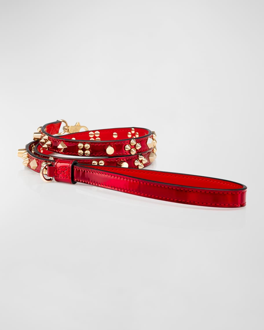 Image 3 of 3: Loubileash Psychic Patent Leather Dog Leash with Cara Spikes, Small