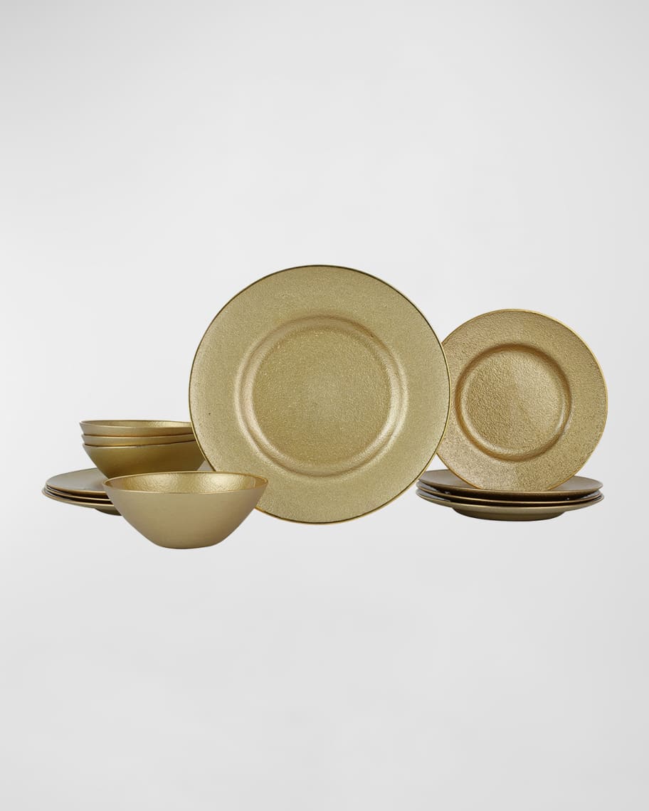 Vietri 12 Piece Metallic Gold Dinnerware Set Horchow