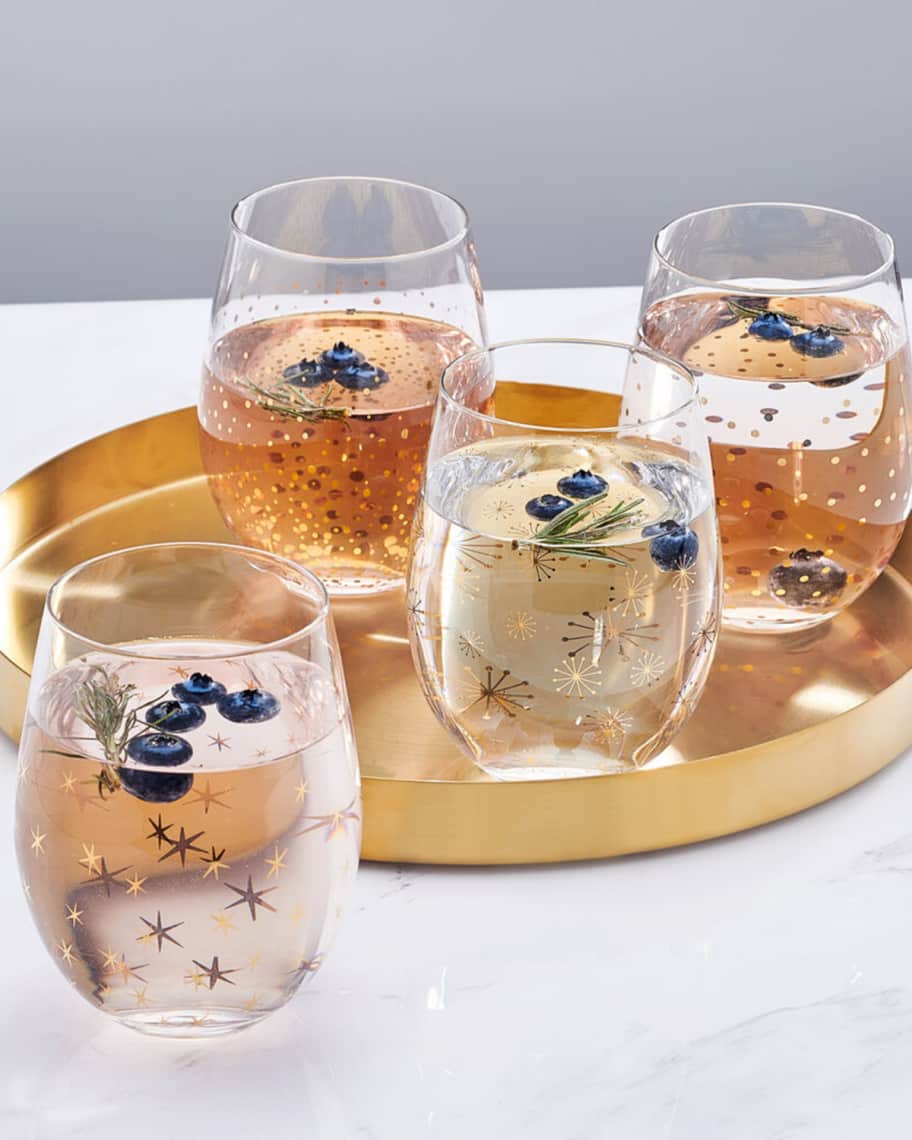 Mikasa Party Stemless Wine, Set Of 4, 18 Ounce, Gold/Silver